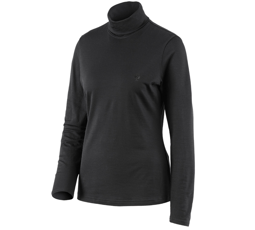 Bovenkleding: Shirt met col Merino e.s.trail, dames + zwart