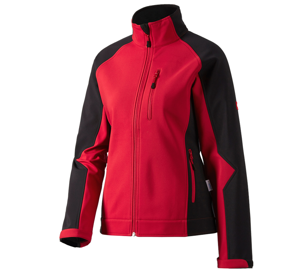 Werkjassen: Dames-softshelljack dryplexx® softlight + rood/zwart