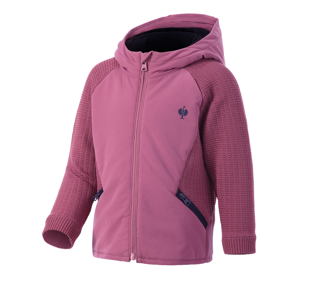 Kleding: Hybride gebreide jack met capuchon e.s.trail,kind. + tarapink/diepblauw