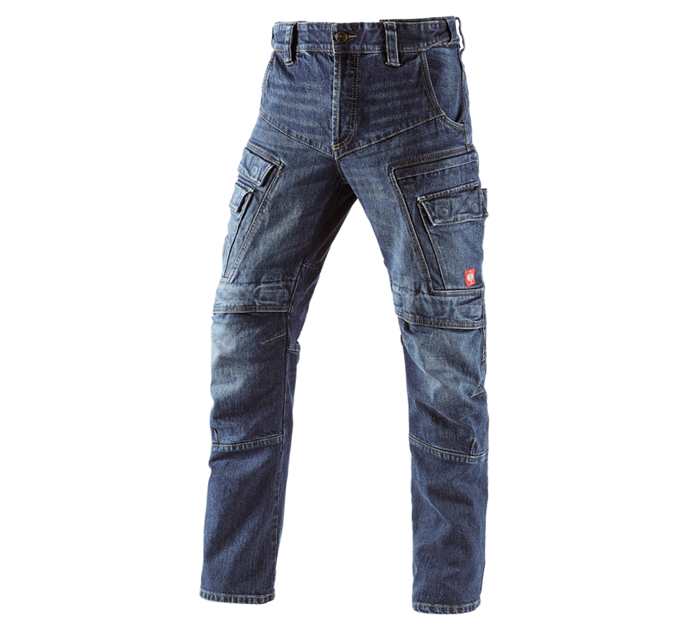 Werkbroeken: e.s. cargo worker-jeans POWERdenim + darkwashed