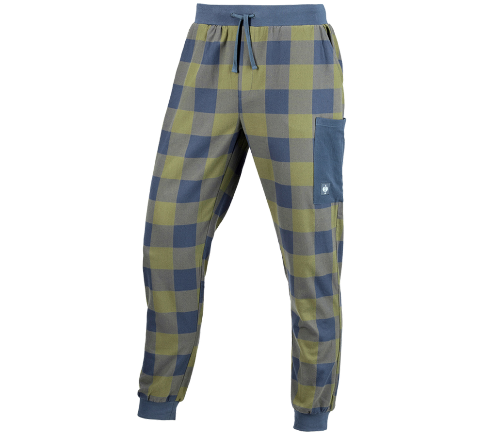 Accessoires: e.s. Pyjama broek + berggroen/oxideblauw