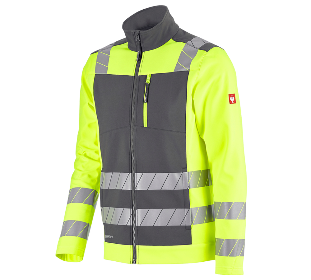 Kleding: Veiligheids-softshell-jack e.s.motion 24/7 + antraciet/signaalgeel