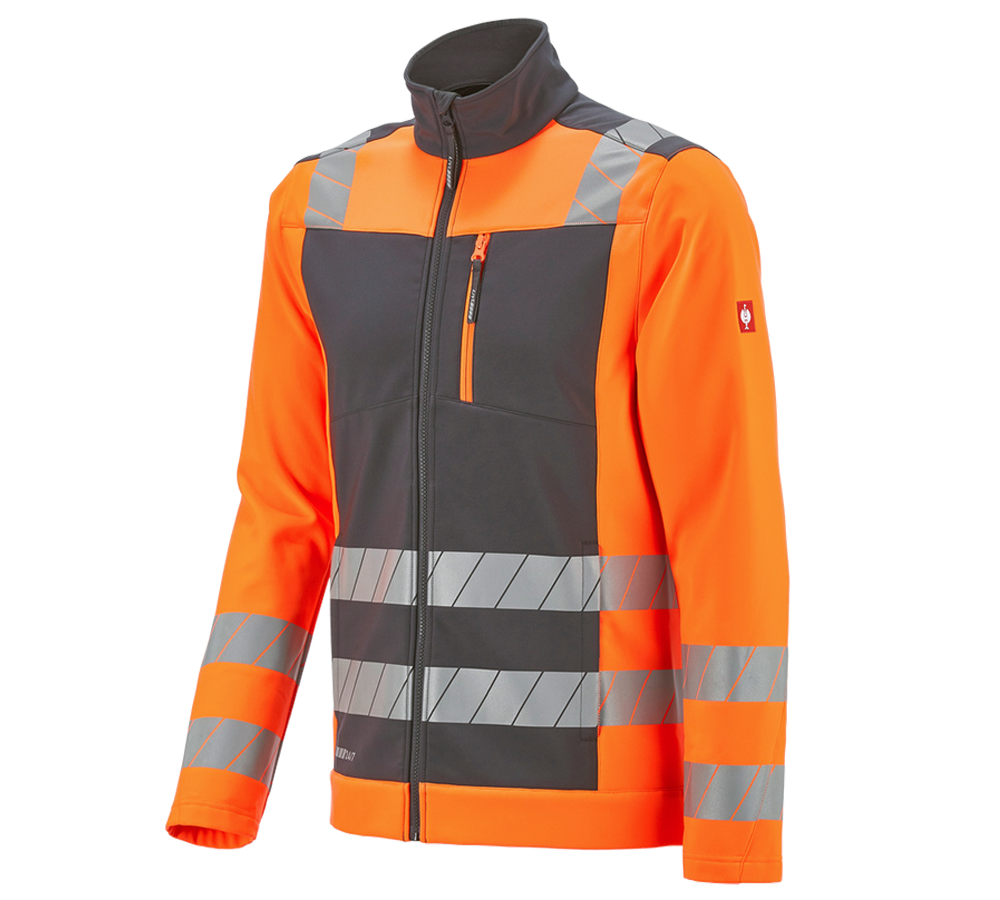 Onderwerpen: Veiligheids-softshell-jack e.s.motion 24/7 + antraciet/signaaloranje