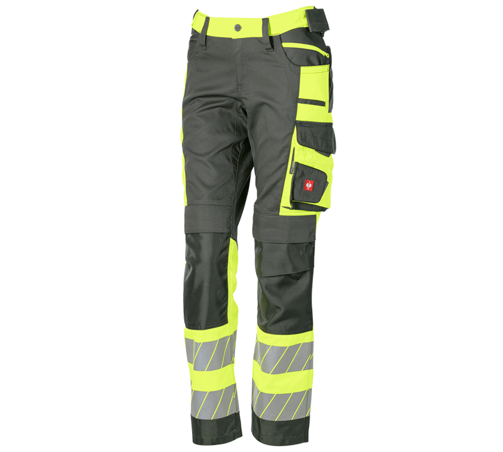 Kleding: Veiligheidswerkbroek e.s.motion 24/7, dames + antraciet/signaalgeel