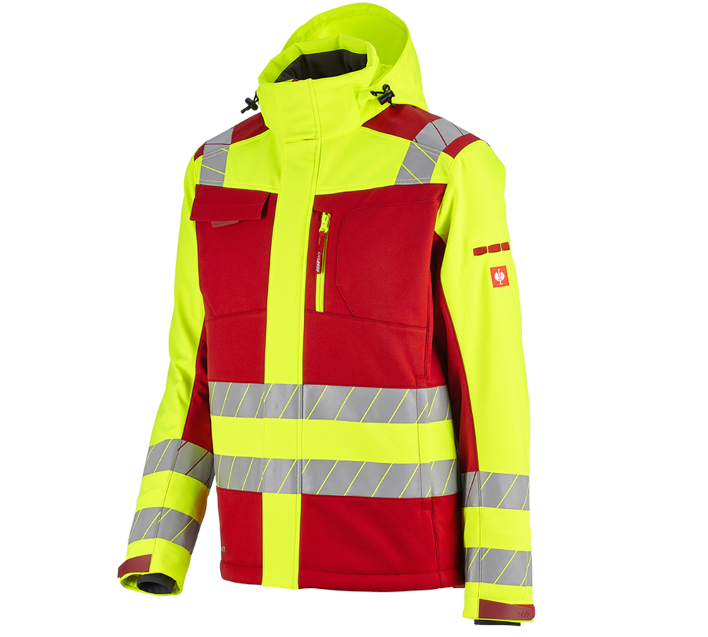 Werkjassen: Veiligheids winter-softshelljack e.s.motion 24/7 + rood/signaalgeel