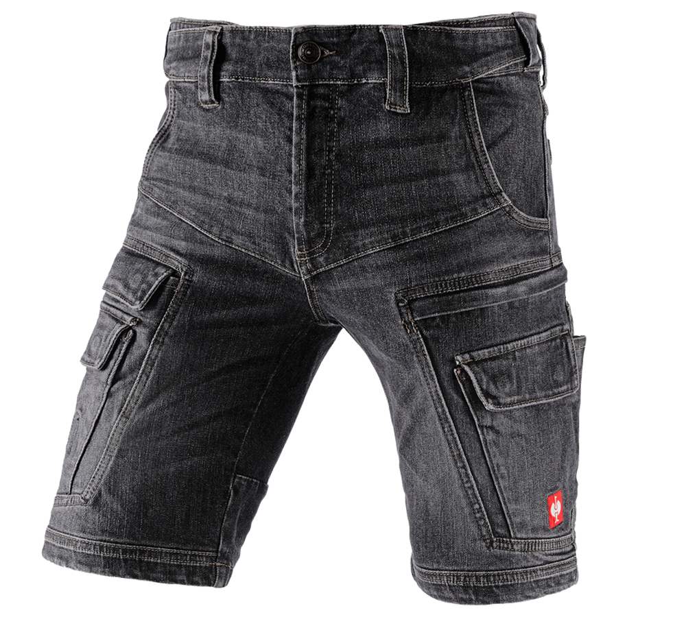 Werkbroeken: e.s. cargo worker-jeans short POWERdenim + blackwashed