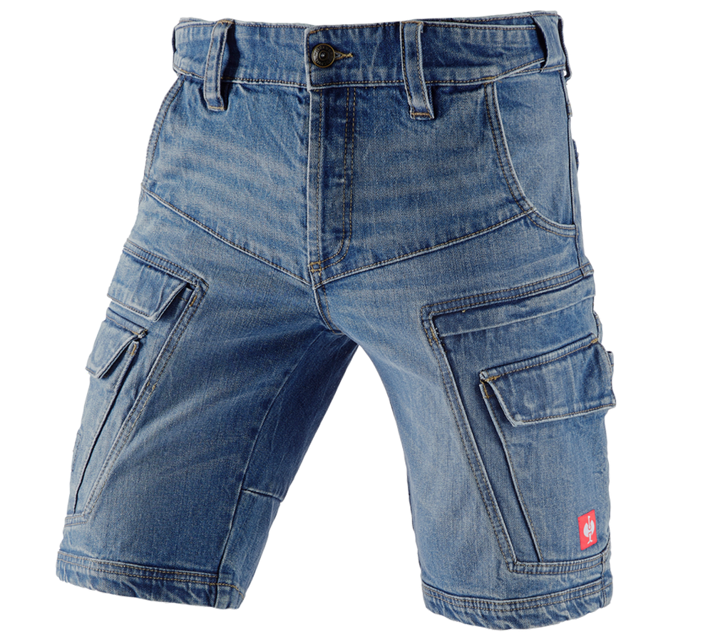 Werkbroeken: e.s. cargo worker-jeans short POWERdenim + stonewashed