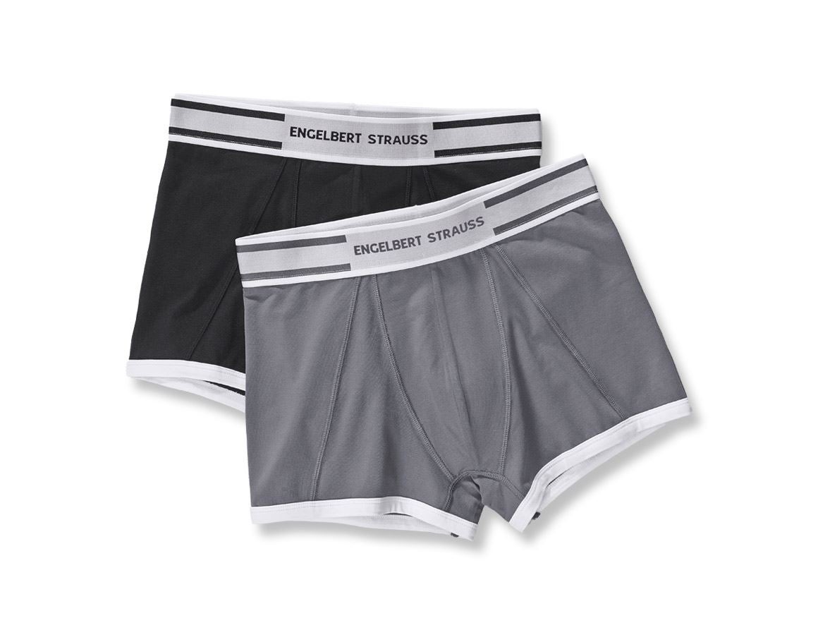 Ondergoed | Thermokleding: e.s. Cotton stretch boxers Colour, per 2 verpakt + zwart+cement