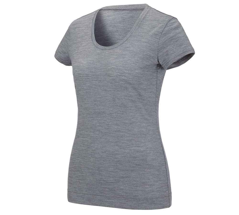 Bovenkleding: e.s. T-Shirt Merino light, dames + grijs mêlee