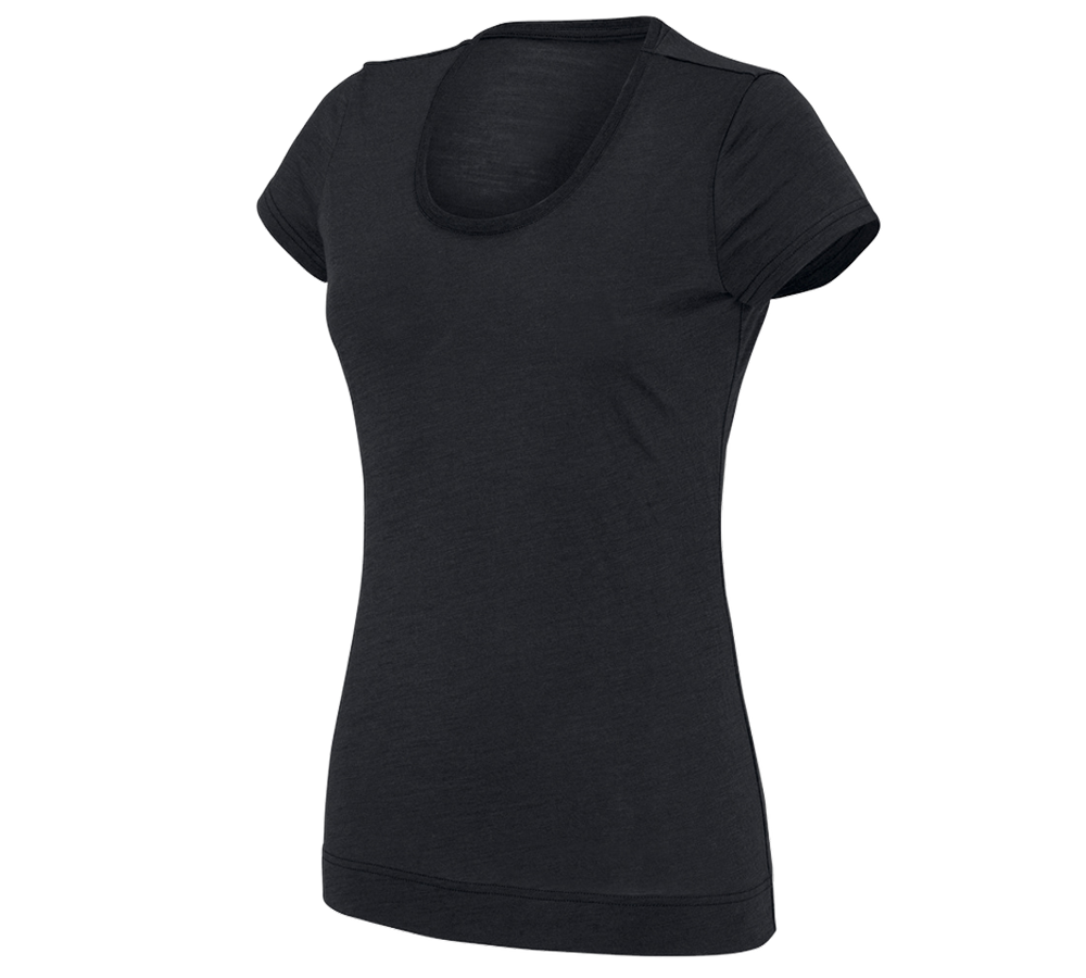 Bovenkleding: e.s. T-Shirt Merino light, dames + zwart