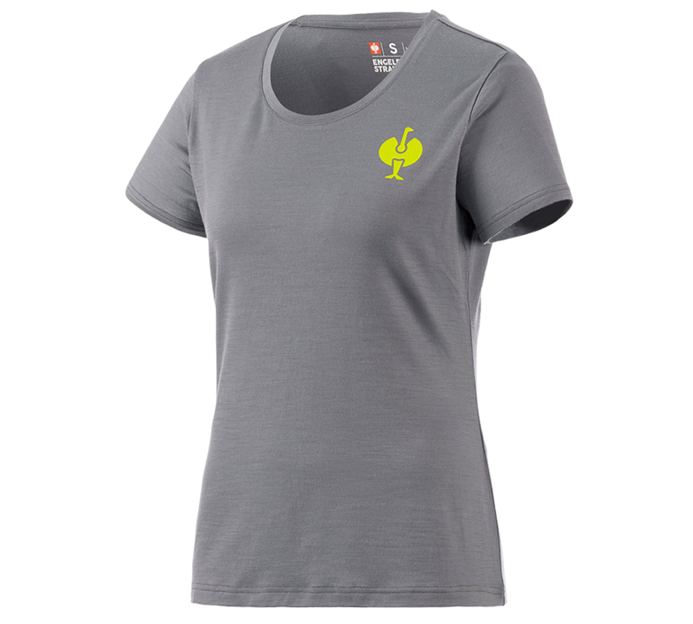 Bovenkleding: T-Shirt Merino  e.s.trail, dames + bazaltgrijs/zuurgeel