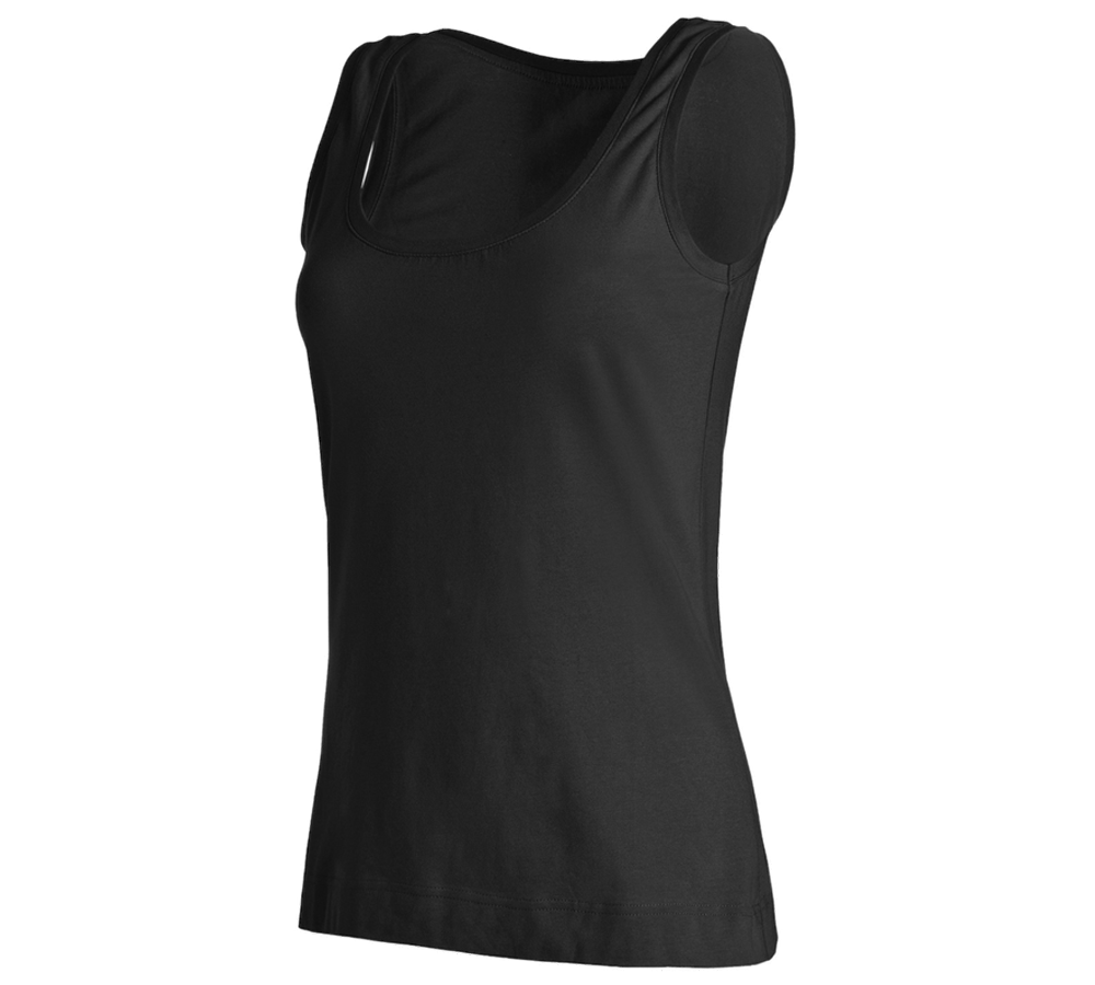 Bovenkleding: e.s. Tank-Top cotton stretch, dames + zwart