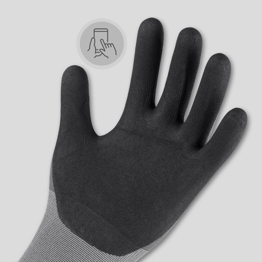 Gecoate: e.s. Nitril handschoenen evertouch micro + zwart/grijs 2