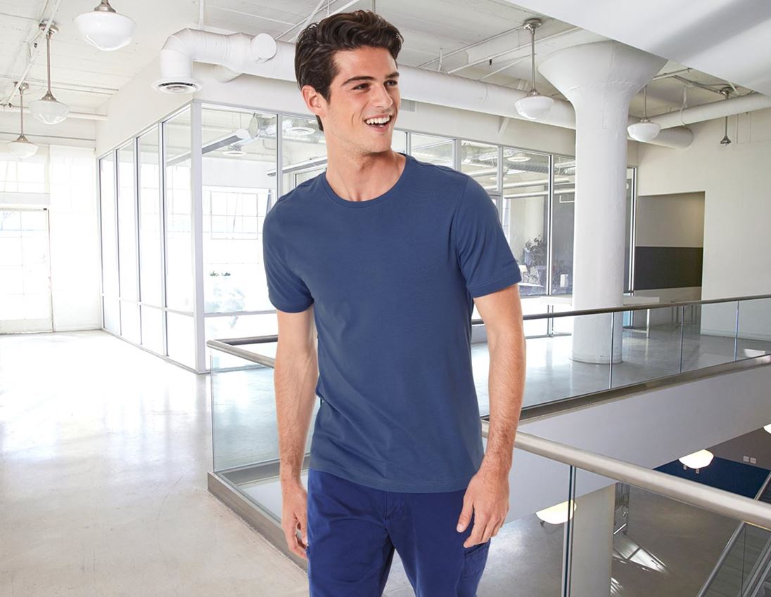 Bovenkleding: e.s. T-Shirt cotton stretch, slim fit + kobalt