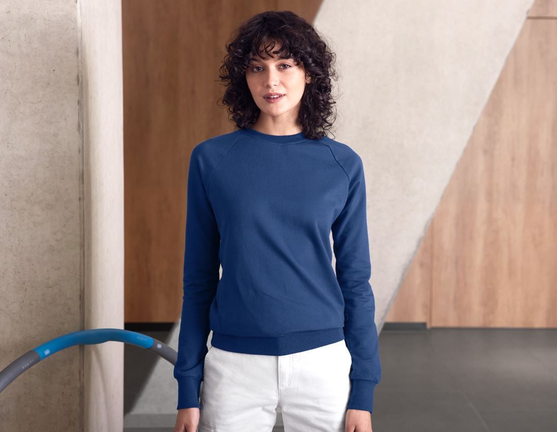 Onderwerpen: e.s. Sweatshirt cotton stretch, dames + alkalisch blauw