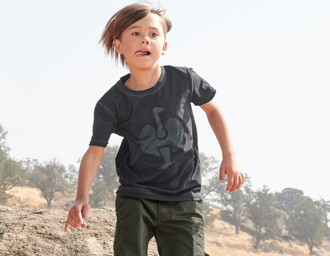 Bovenkleding: T-Shirt e.s.motion ten ostrich, kinderen + oxidezwart vintage