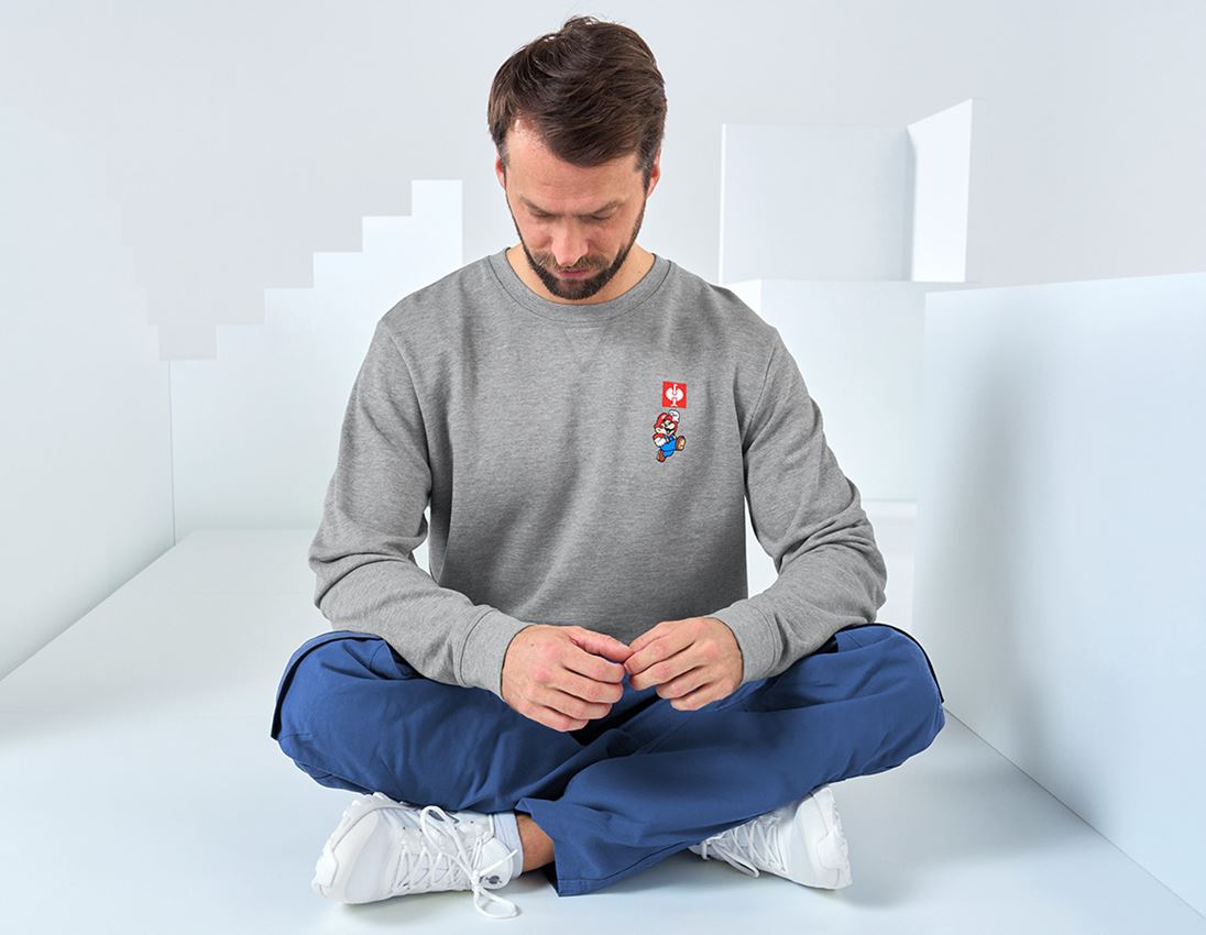 Bovenkleding: Super Mario sweatshirt, heren + grijs mêlee 1