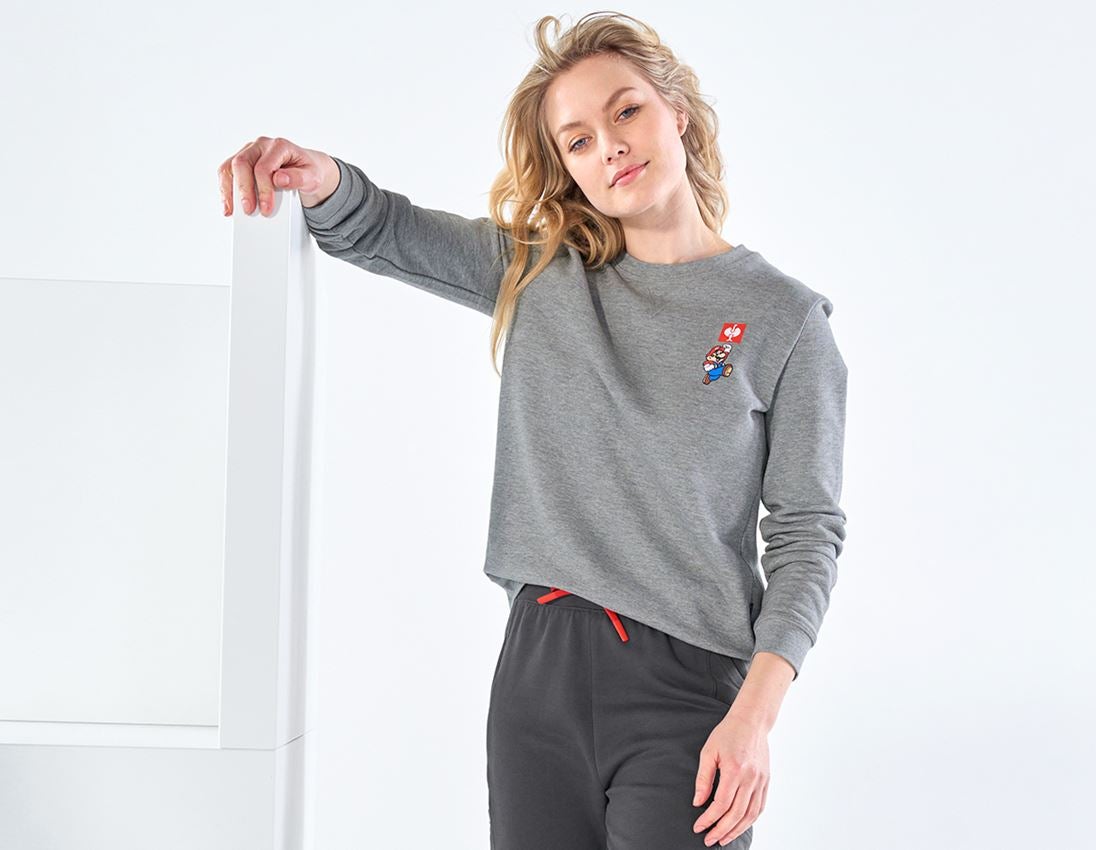 Bovenkleding: Super Mario sweatshirt, dames + grijs mêlee