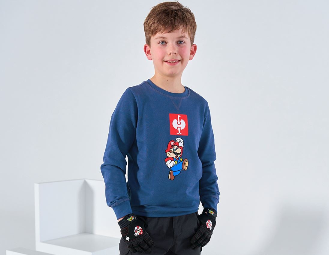 Bovenkleding: Super Mario sweatshirt, kids + alkalisch blauw