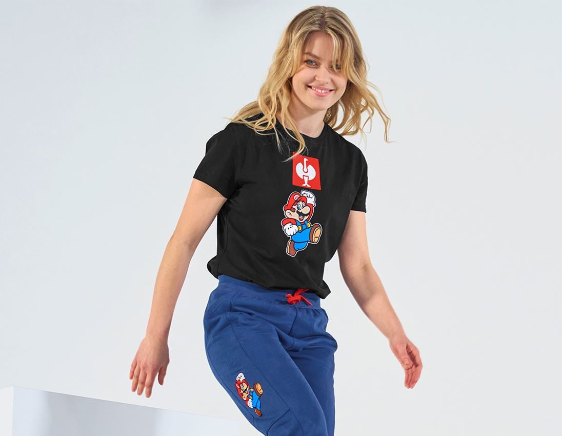 Bovenkleding: Super Mario T-Shirt, dames + zwart