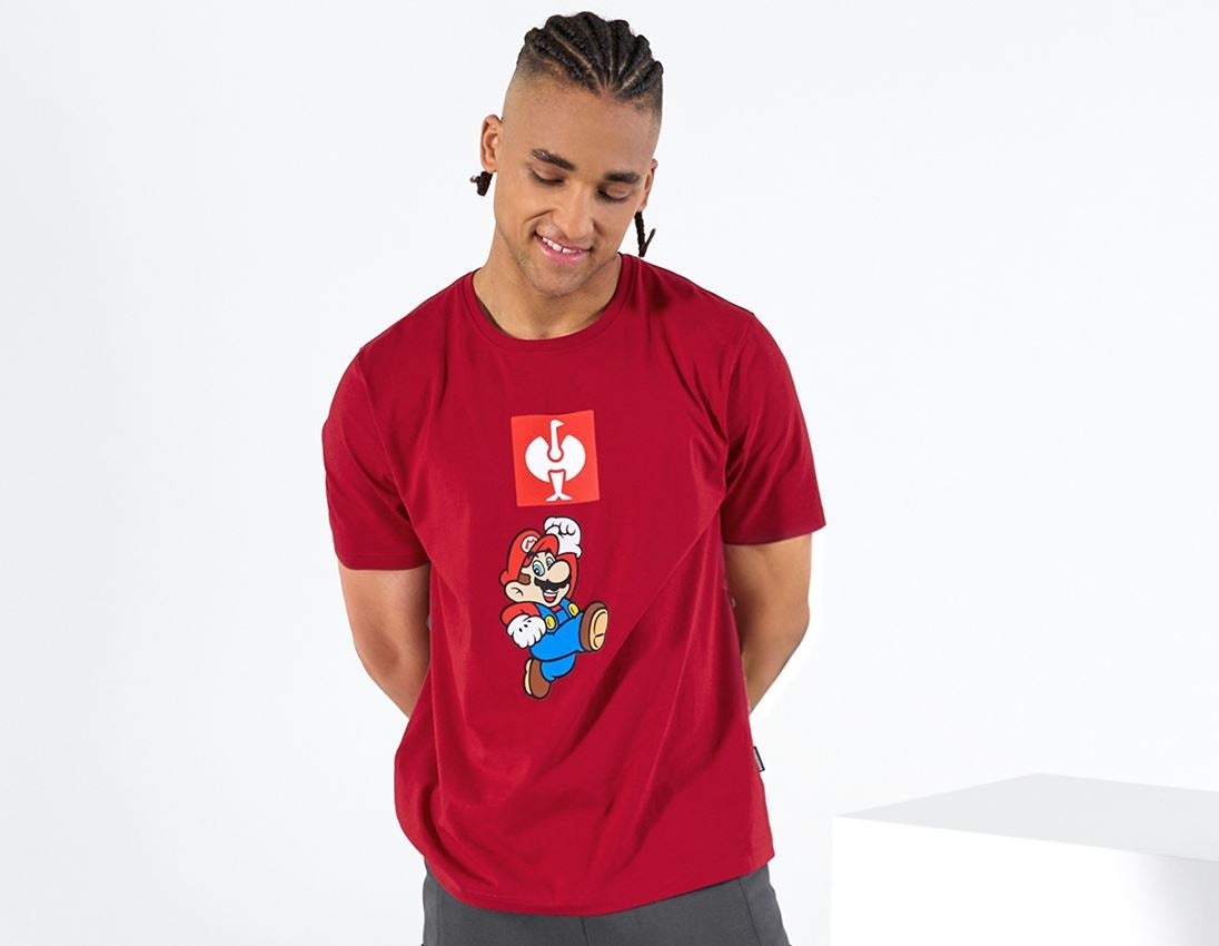 Bovenkleding: Super Mario T-shirt, heren + vuurrood