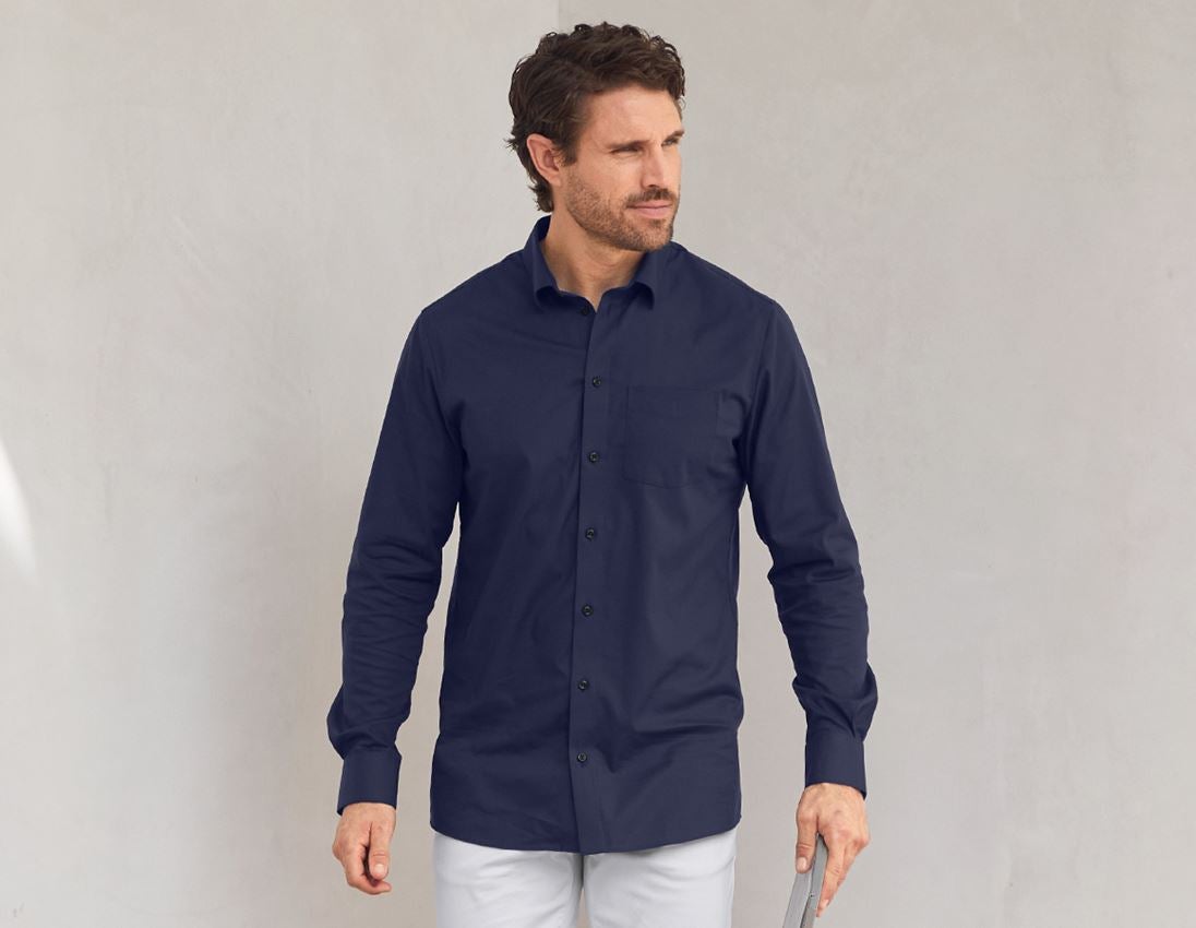 Bovenkleding: e.s. Business overhemd cotton stretch, regular fit + donkerblauw