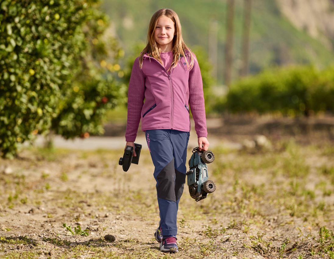 Kleding: Hybride gebreide jack met capuchon e.s.trail,kind. + tarapink/diepblauw 1