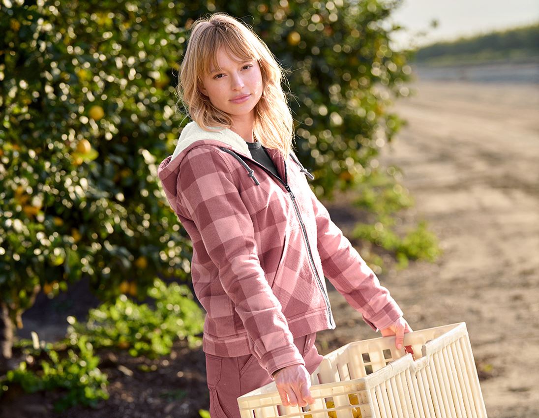 Kleding: Geruit capuchjack e.s.iconic, dames + kwartsroze/oxiderood 2