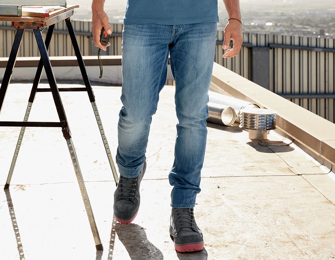 Samenwerkingen: SET: 2x e.s. 5-pocket-stretch-jeans,slim+handdoek + stonewashed