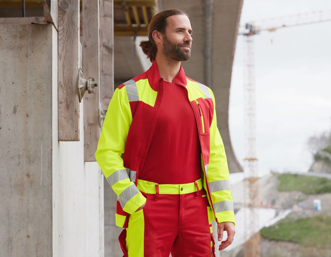 Onderwerpen: Veiligheids-softshell-jack e.s.motion 24/7 + rood/signaalgeel 1