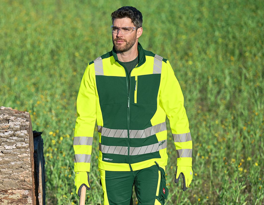 Werkjassen: Veiligheids-softshell-jack e.s.motion 24/7 + groen/signaalgeel