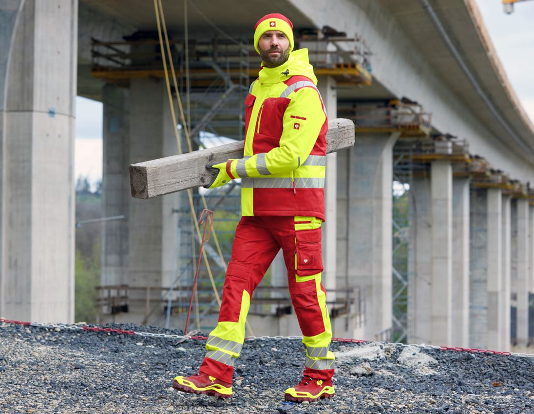 Werkbroeken: Veiligheidswerkbroek e.s.motion 24/7 + rood/signaalgeel 2