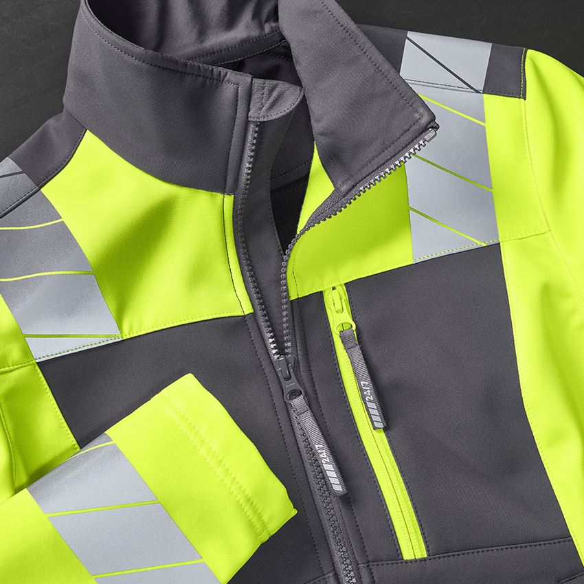 Werkjassen: Veiligheids-softshell-jack e.s.motion 24/7, dames + antraciet/signaalgeel 2