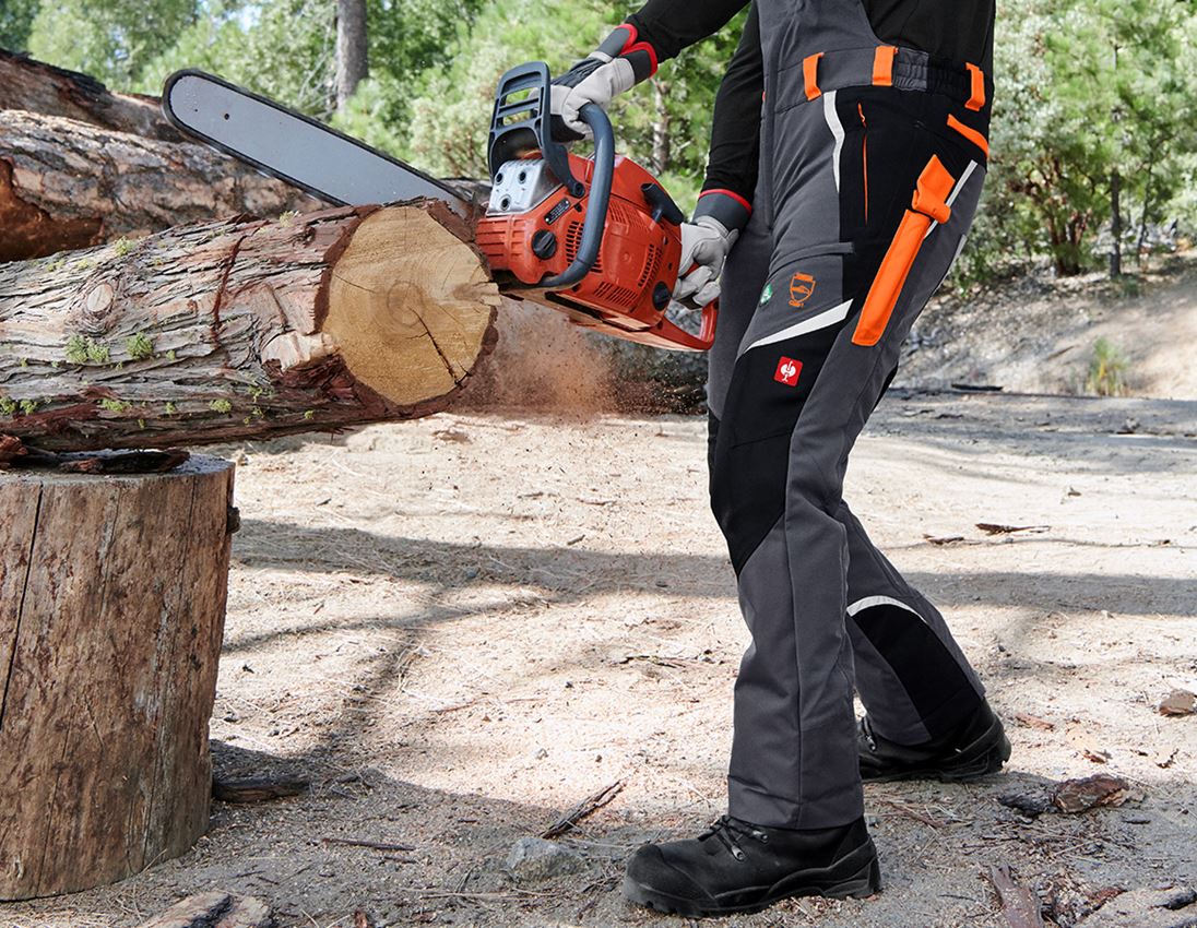 Bosbouw- / Zaagkleding: e.s. Bosbouwwerkbroek met snijbescherming, KWF + grijs/signaaloranje 1