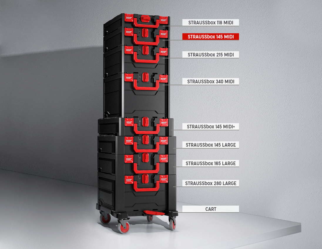 STRAUSSbox Systeem: STRAUSSbox 145 midi + zwart/rood