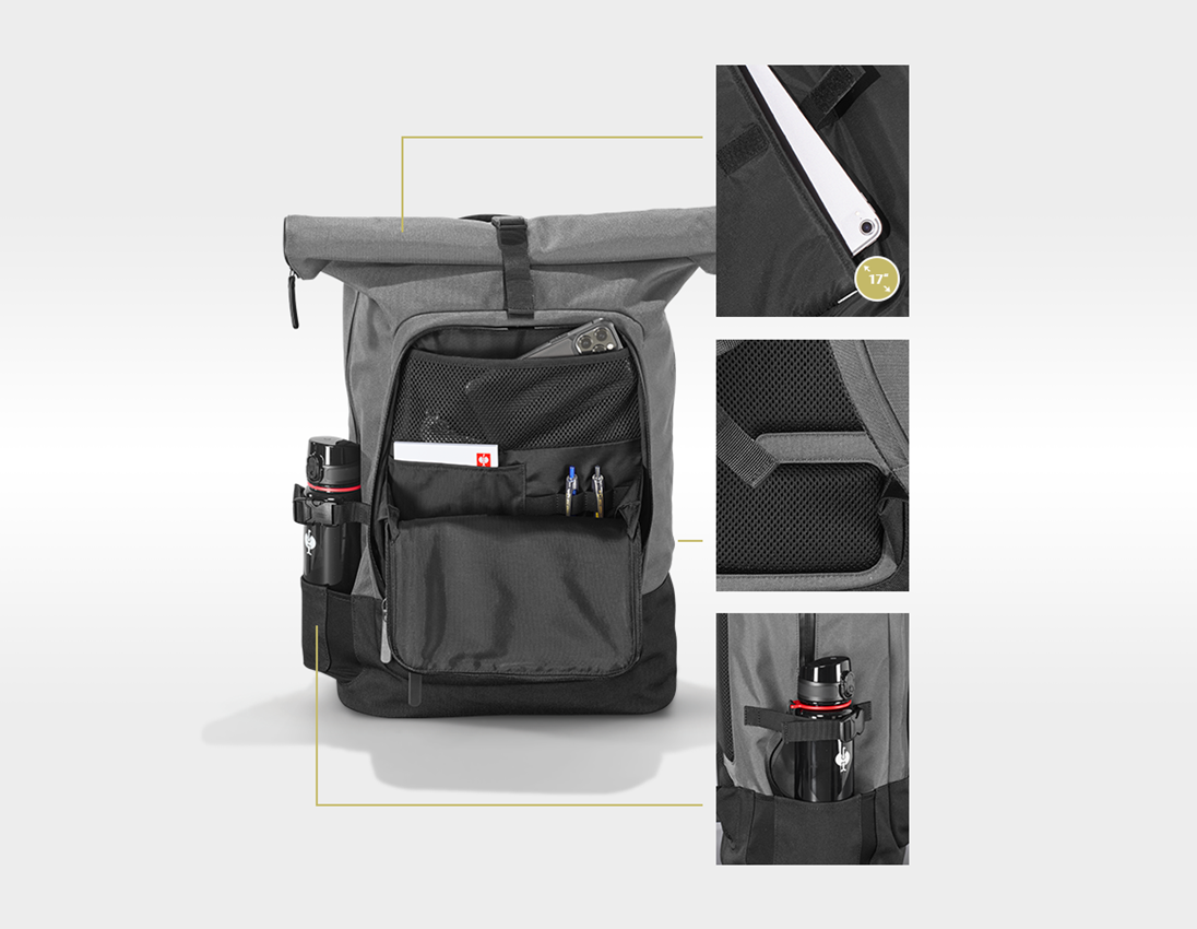 Accessoires: Rolltop-rugzak e.s.work&travel + bazaltgrijs/zwart 4