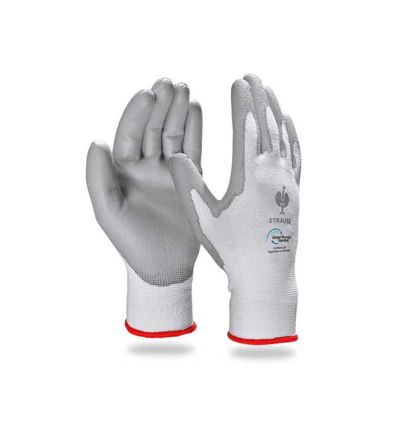 Gecoate: e.s. PU-handschoenen recycled, 3 paar + grijs/wit