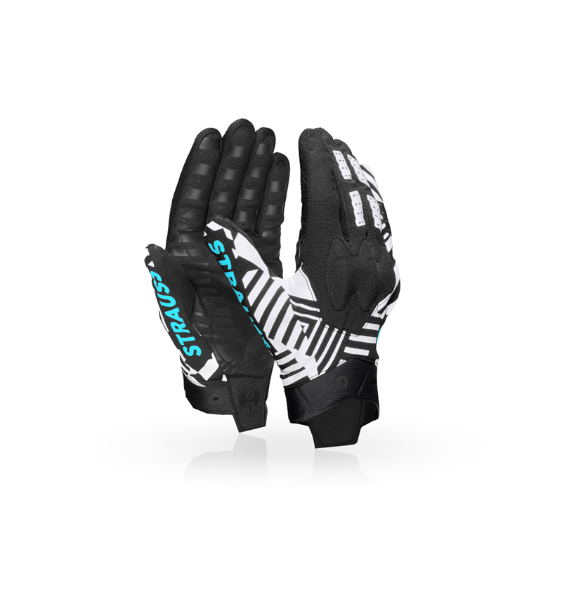 Hybride: Handschoenen e.s.trail, light graphic + zwart/wit/lapis turkoois