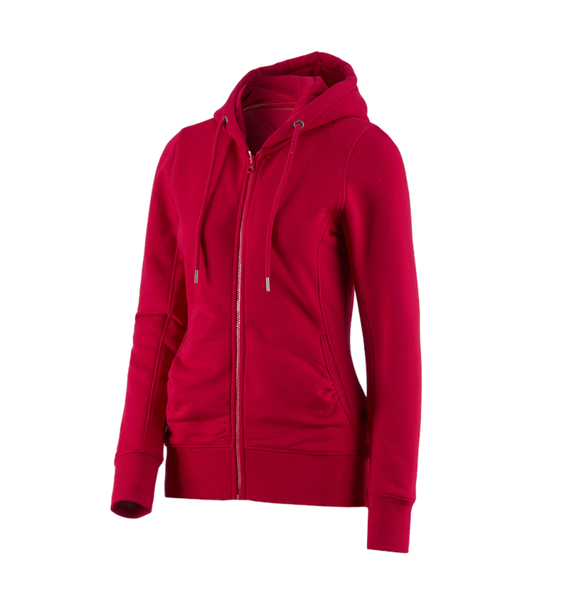 Bovenkleding: e.s. Hoody-Sweatjack poly cotton, dames + vuurrood 1