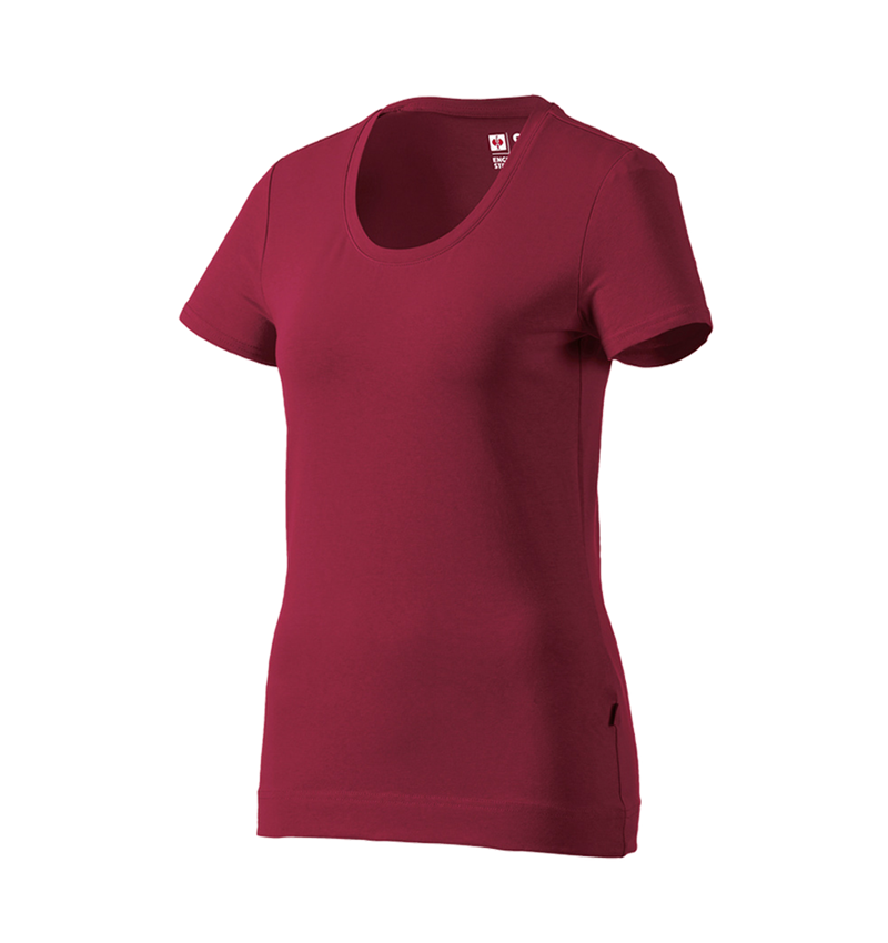 Bovenkleding: e.s. T-Shirt cotton stretch, dames + bordeaux 3
