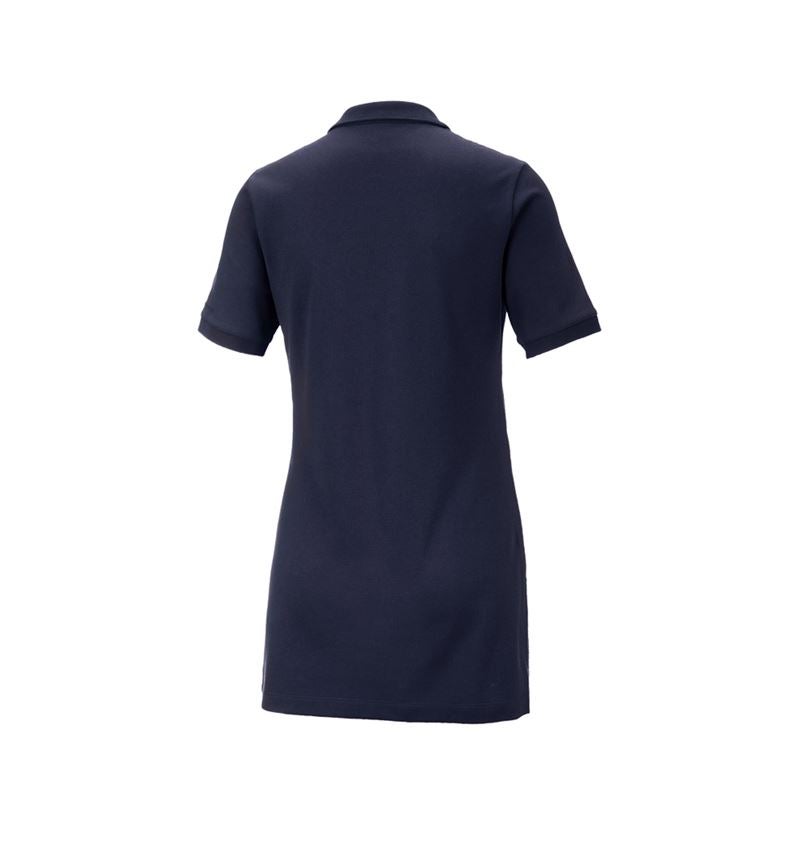 Bovenkleding: e.s. Pique-Polo cotton stretch, dames, long fit + donkerblauw 3