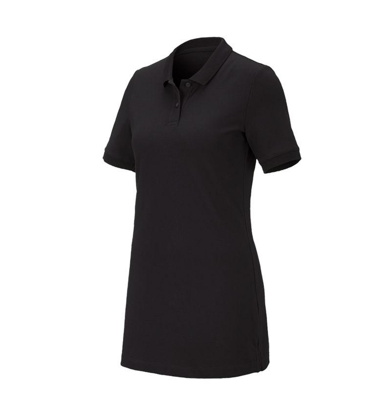 Bovenkleding: e.s. Pique-Polo cotton stretch, dames, long fit + zwart 2