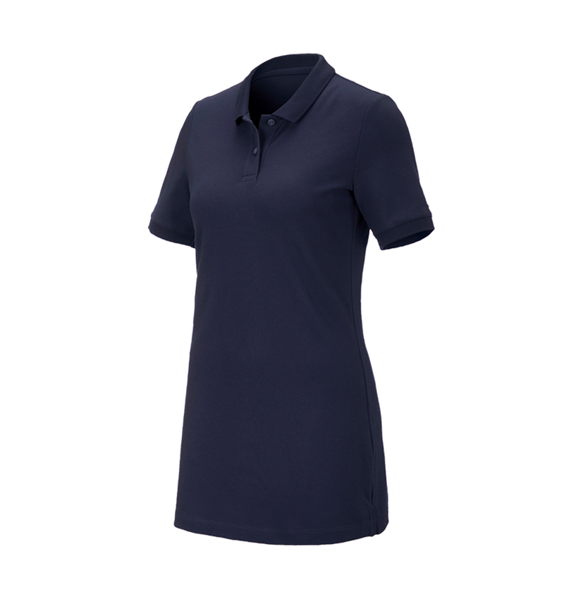Onderwerpen: e.s. Pique-Polo cotton stretch, dames, long fit + donkerblauw 2