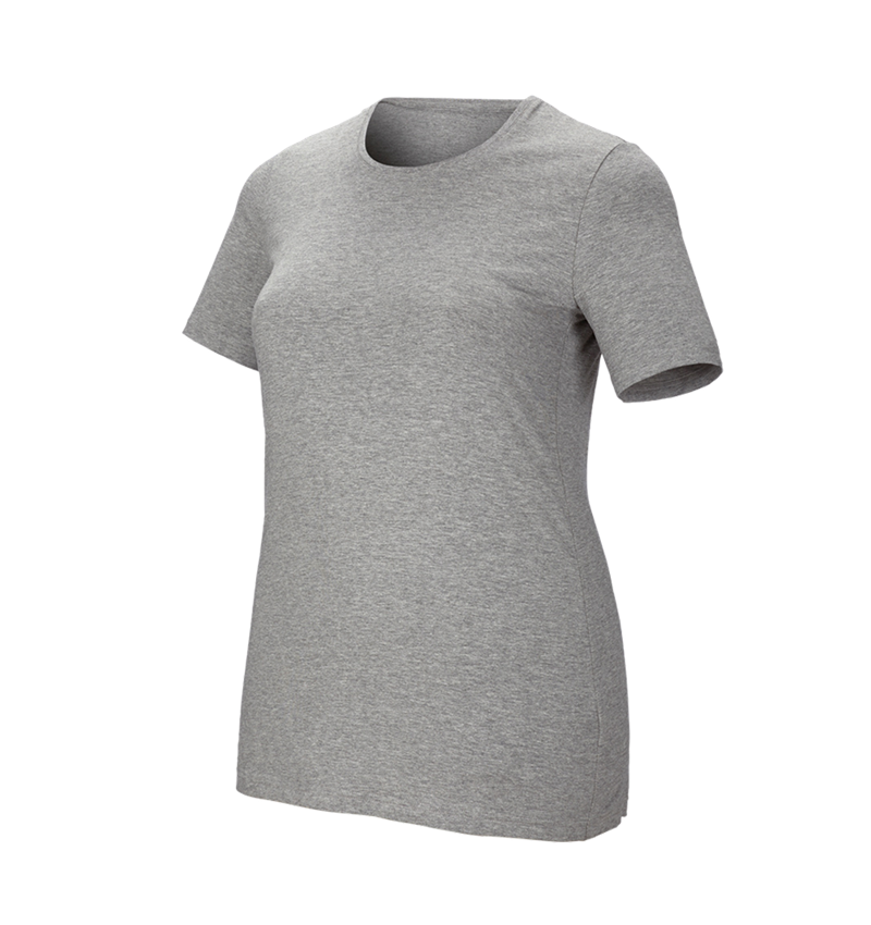 Bovenkleding: e.s. T-Shirt cotton stretch, dames, plus fit + grijs mêlee 2