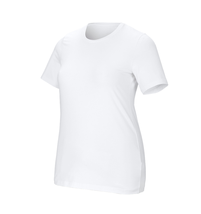 Bovenkleding: e.s. T-Shirt cotton stretch, dames, plus fit + wit 2