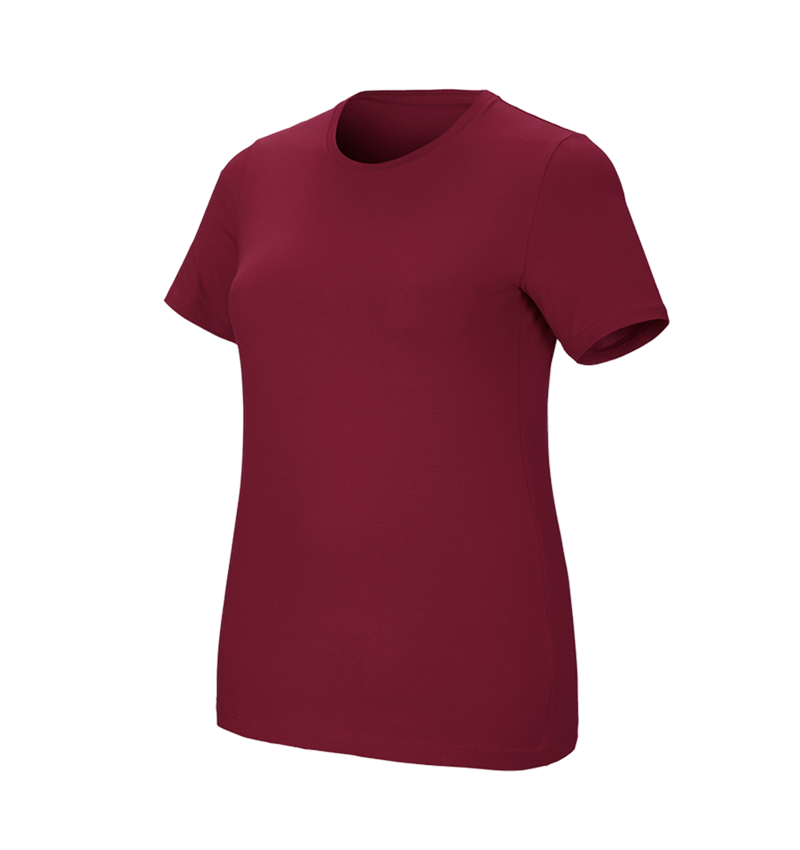 Bovenkleding: e.s. T-Shirt cotton stretch, dames, plus fit + bordeaux 2
