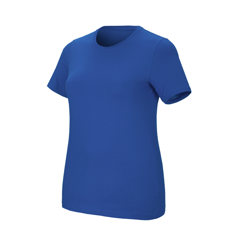 Bovenkleding: e.s. T-Shirt cotton stretch, dames, plus fit + gentiaanblauw 2