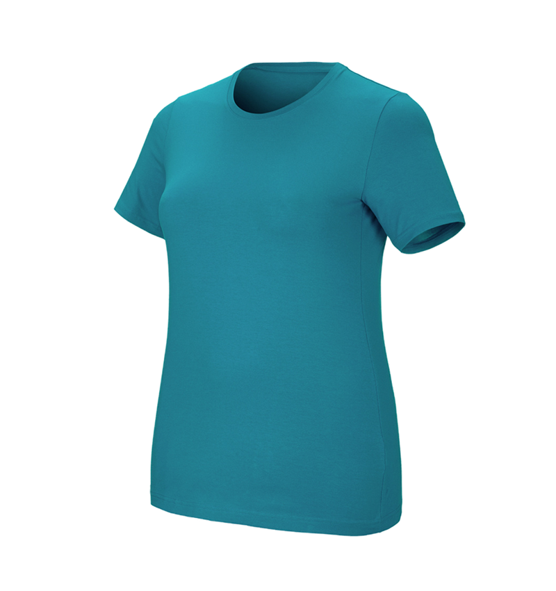 Bovenkleding: e.s. T-Shirt cotton stretch, dames, plus fit + oceaan 2