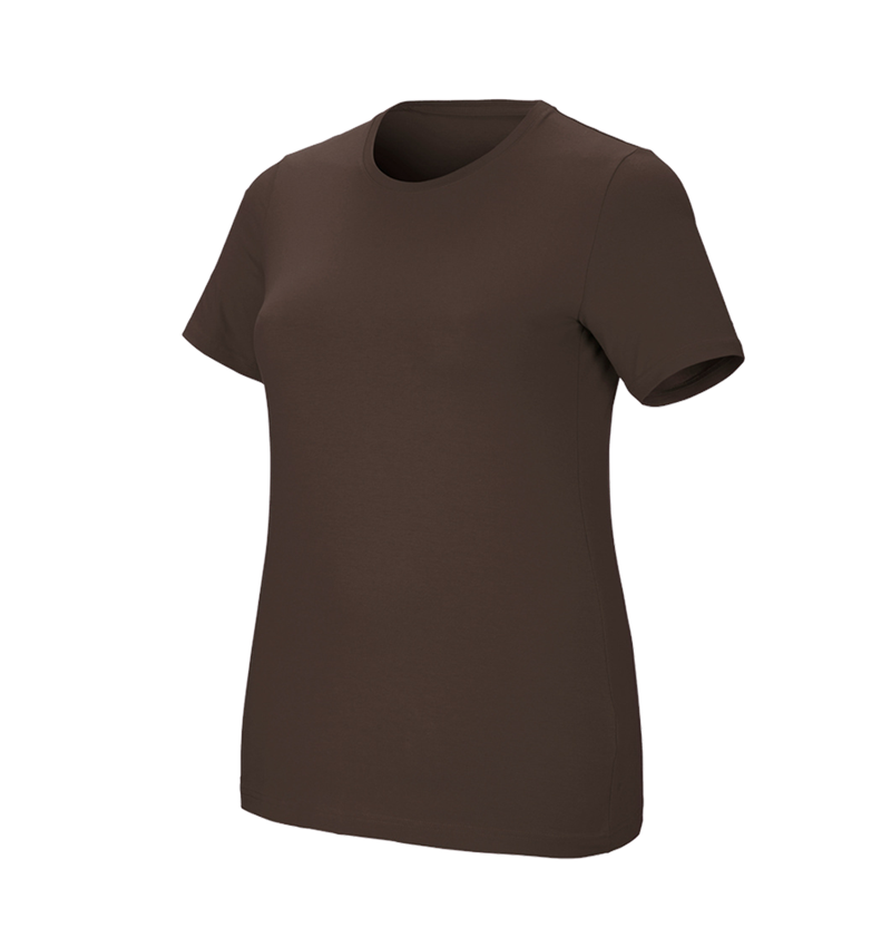Schrijnwerkers / Meubelmakers: e.s. T-Shirt cotton stretch, dames, plus fit + kastanje 2