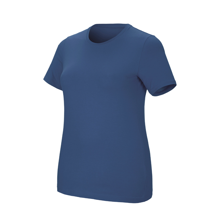 Bovenkleding: e.s. T-Shirt cotton stretch, dames, plus fit + kobalt 2